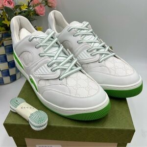 Men’s Gucci, GG demetra leather basket sneakers size 12.5 made in Italy